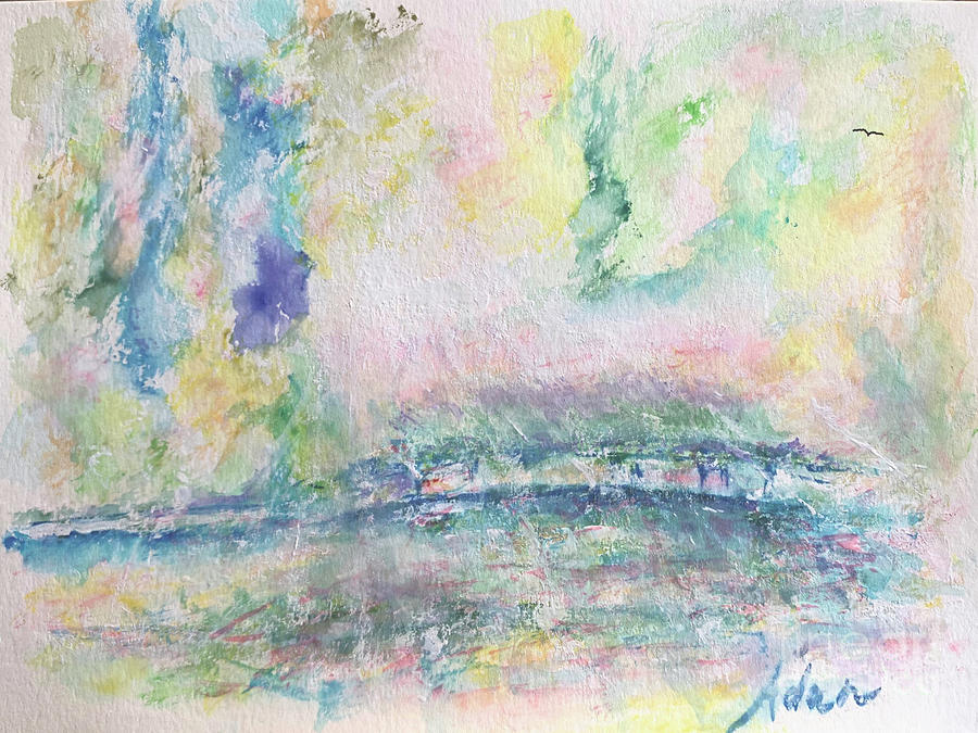 Monets Garden April Rain in Giverny Watercolor v1 Painting by Felipe Adan Lerma