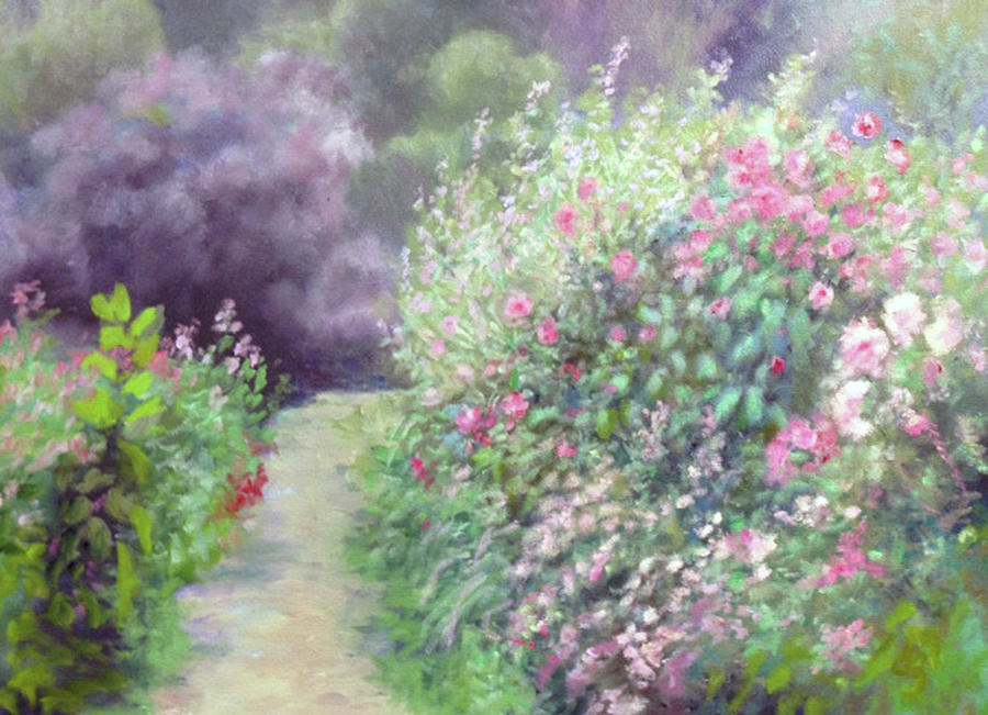Monets Garden Morning Painting by Diane Martens