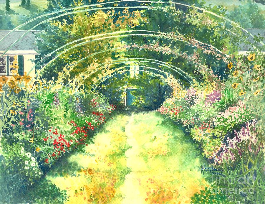 Monets Garden Walkway Painting by Merana Cadorette