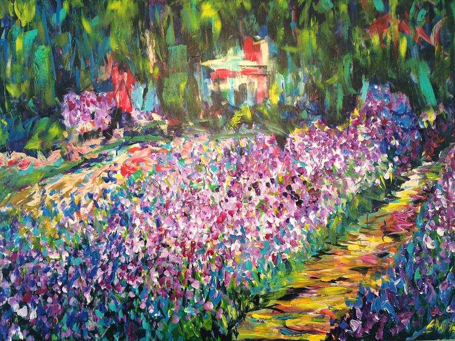 Monets Iris Garden Painting by Britt Miller