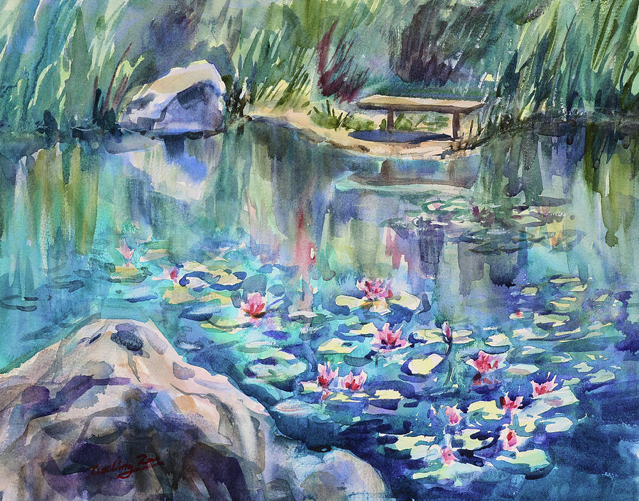 Monets Lily Pond IV Painting by Xueling Zou