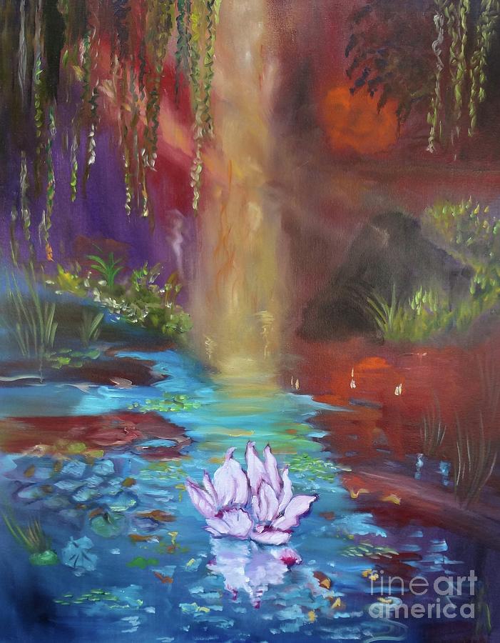 Monets Sunlit Pond Painting by Jenny Lee