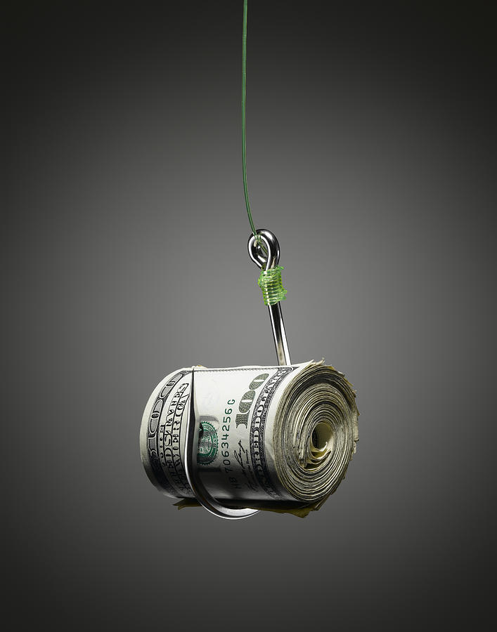 Money baited on a Hook. Photograph by Chris Stein