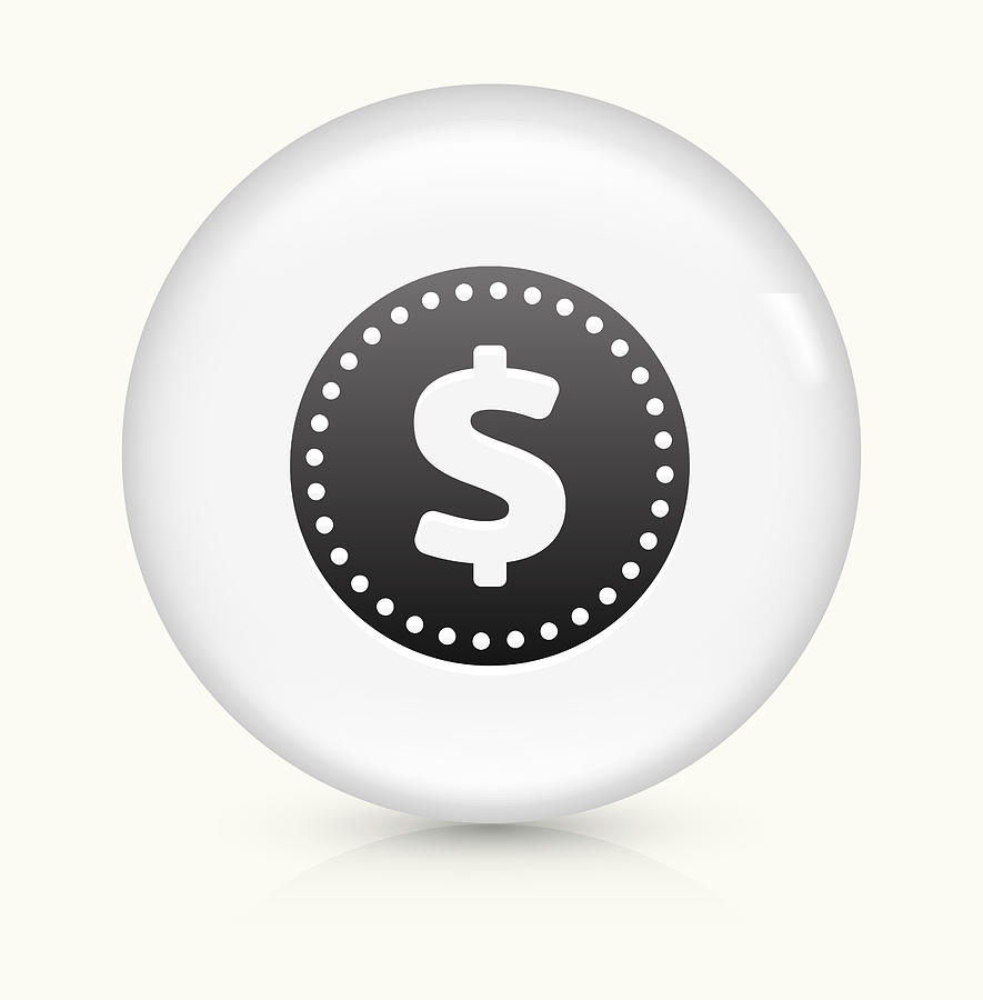 Money Coin icon on white round vector button Drawing by Bubaone