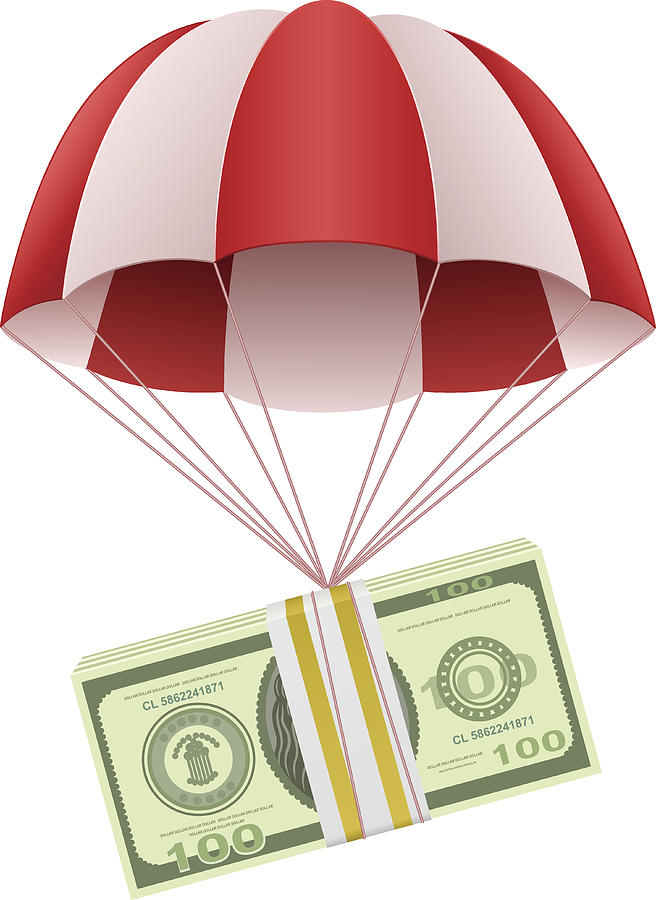 Money in parachute Drawing by FingerMedium