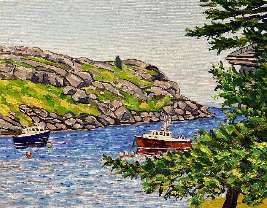 Monhegan Island Boats Painting by Richard Nowak