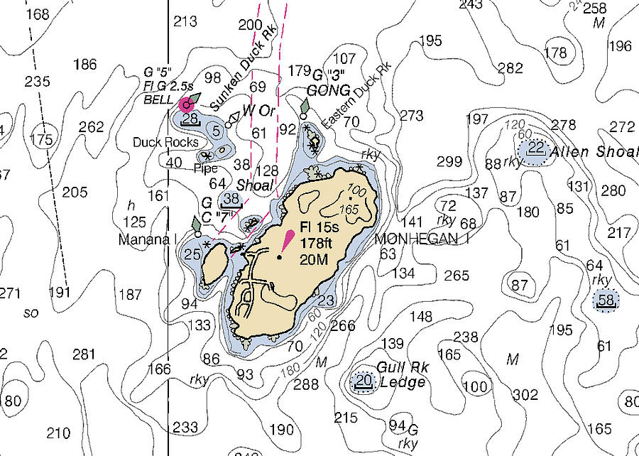 Monhegan Island, Custom Chart Digital Art by Nautical Chartworks - Fine ...