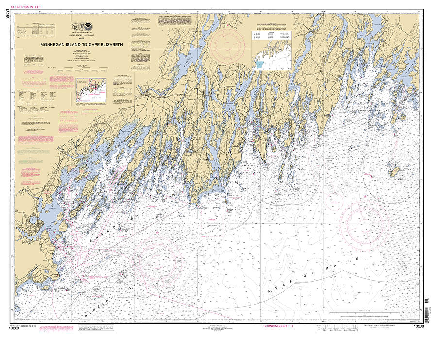 Monhegan Island To Cape Elizabeth, Noaa Chart 13288a Digital Art by Nautical Chartworks