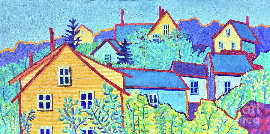 Monhegan Island Village Painting by Debra Bretton Robinson