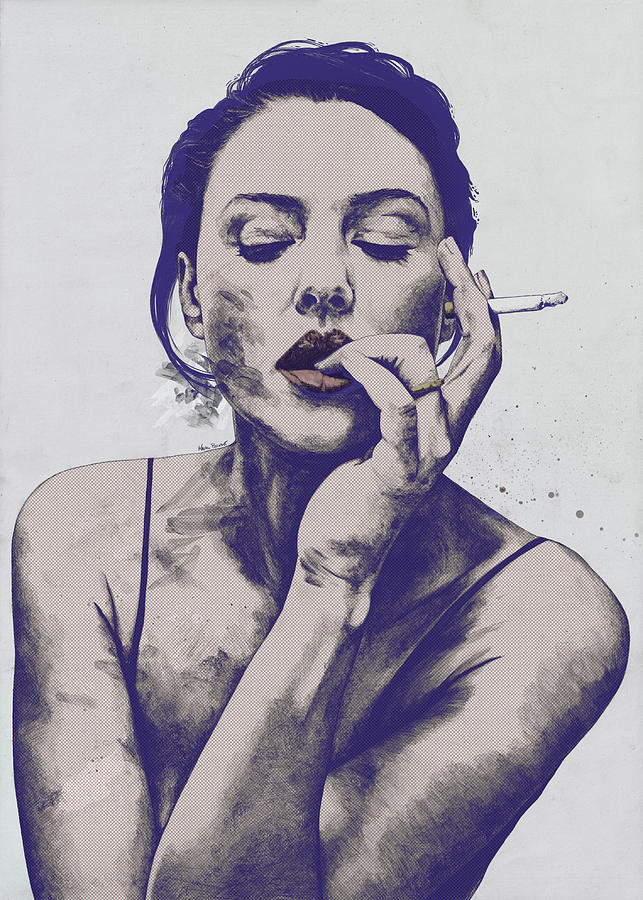 Portrait Pencil Sketch - The Smoking Woman