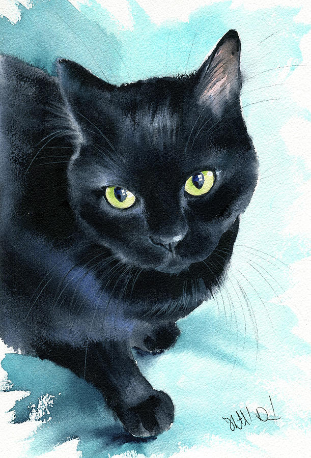 Monica Black Cat Painting Painting by Dora Hathazi Mendes