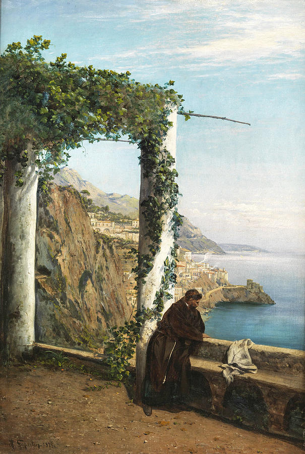 Monk at the Amalfi Coast Painting by Heinrich Gogarten