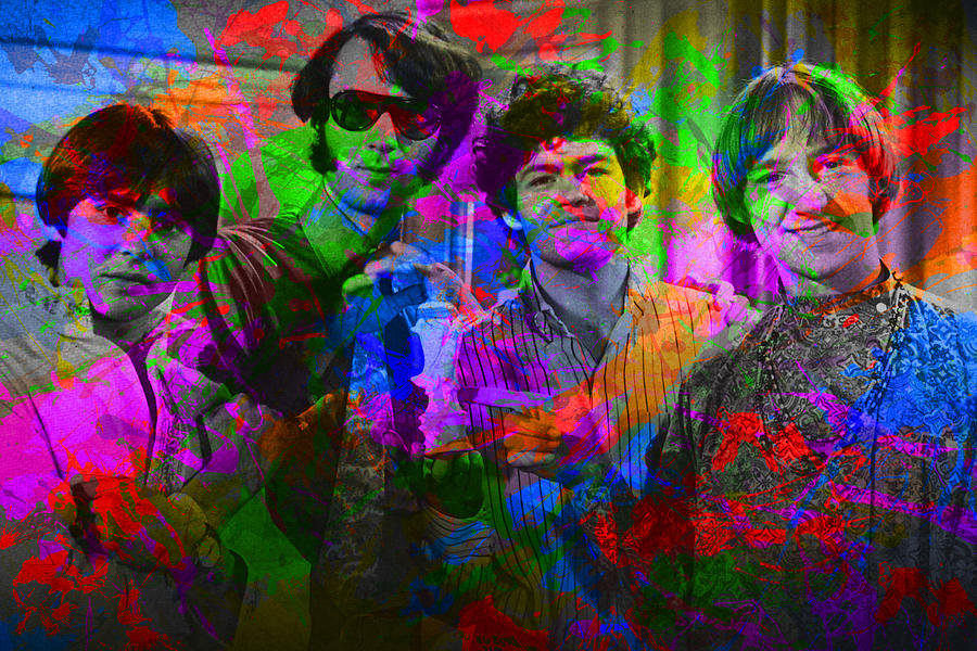 The Monkees Mixed Media - Monkees Band Paint Splatters Portrait by Design Turnpike