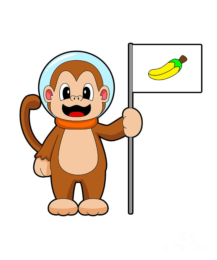 Monkey Painting - Monkey Banana Astronaut Space by Markus Schnabel