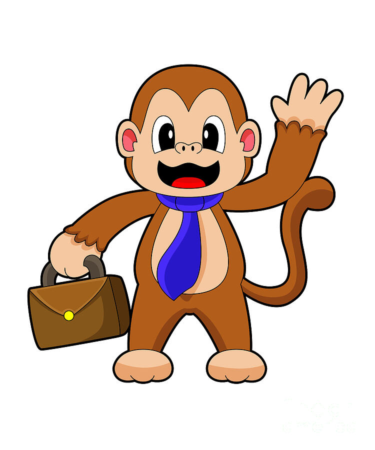 Monkey Painting - Monkey Businessman Briefcase by Markus Schnabel