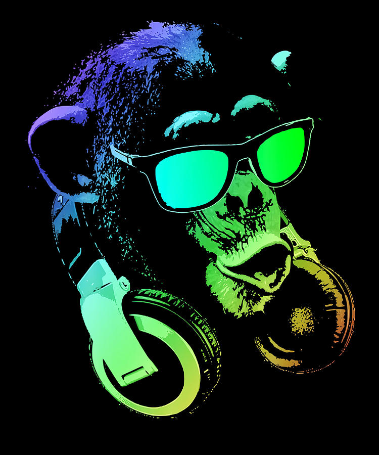 Monkey DJ With Headphones And Sunglasses Poster Painting by Jessica ...