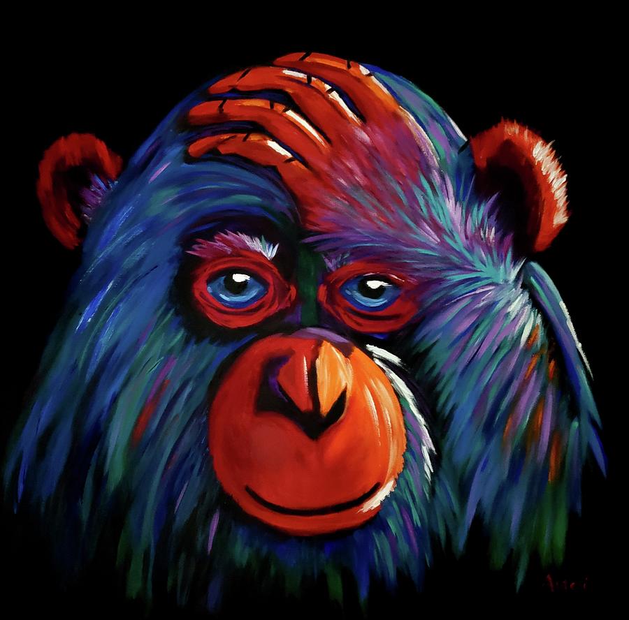 Chimp Painting by Joyce Auteri