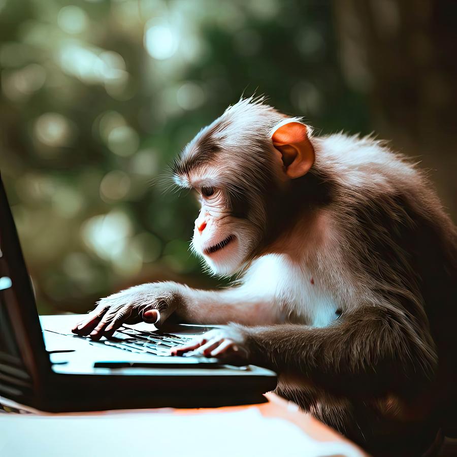 Monkey on a Laptop Digital Art by David Manlove
