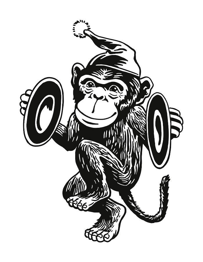Monkey Playing Cymbals Drawing by CSA-Archive
