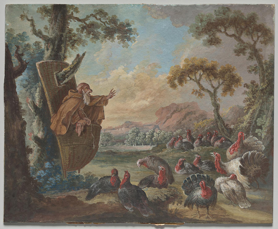 Monkey Preaching To Turkeys Second Half Of 18th Century Circle Of