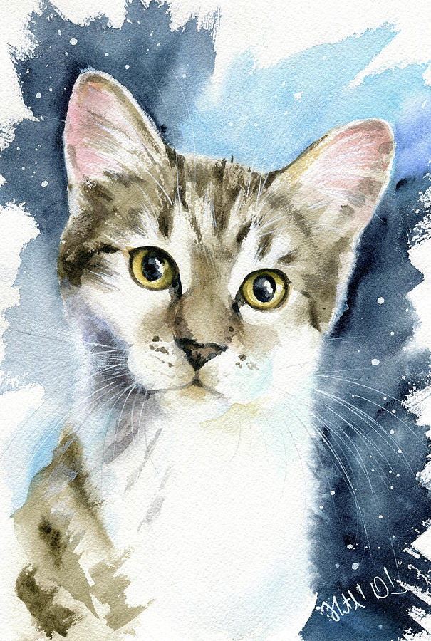 Monkey Tabby Kitten Painting Painting by Dora Hathazi Mendes