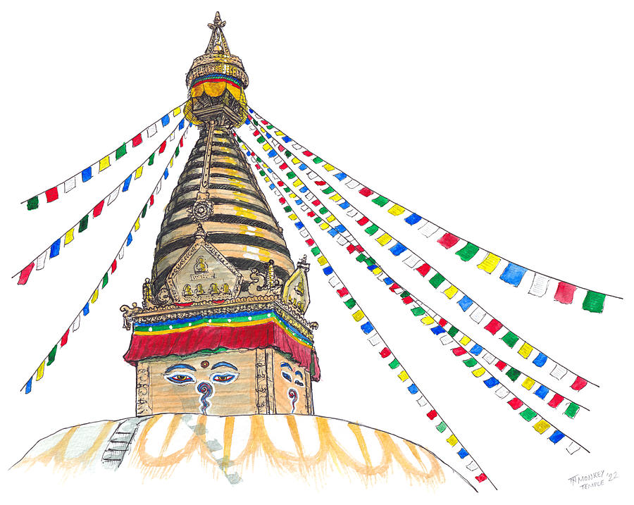 Monkey Temple - Kathmandu Painting by Tom Napper