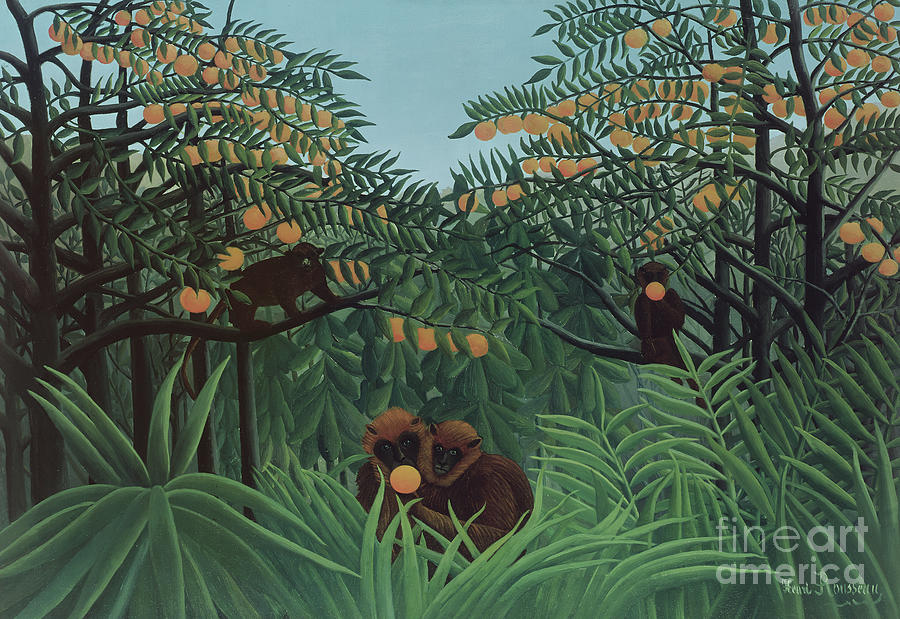 Monkeys in the Jungle, 1910  Painting by Henri Rousseau