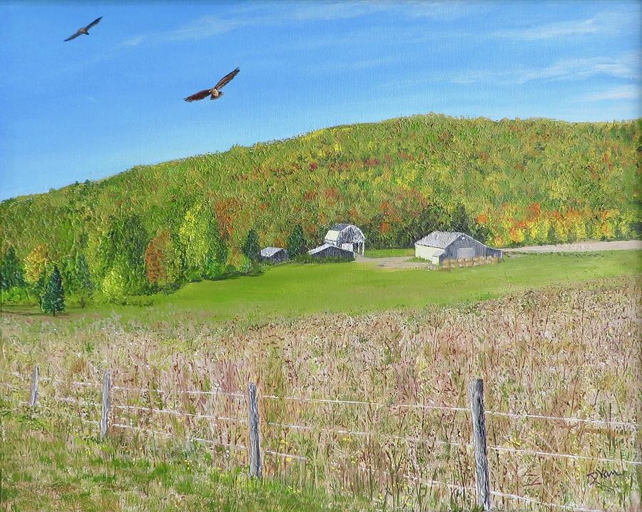 Monks Road Farm in October Painting by Denise Van Deroef