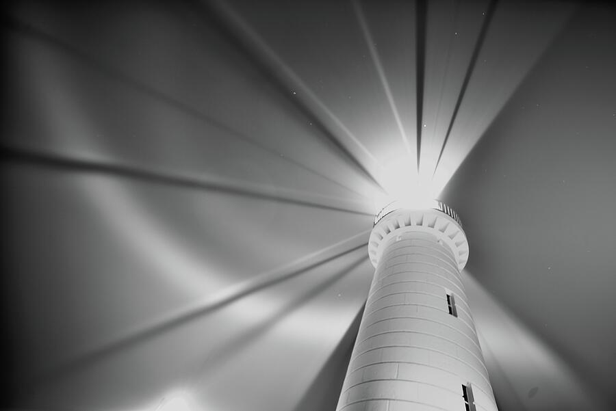 Black And White Photograph - Donaghadee Mono Lighthouse  by Neil R Finlay
