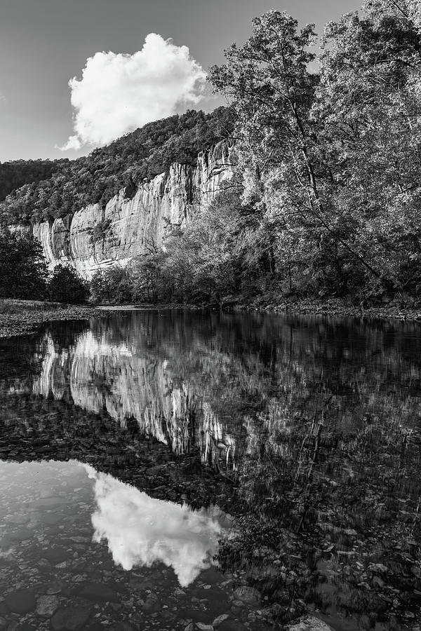 Monochromatic Reflections Of Roark Bluff Along The Buffalo River Photograph by Gregory Ballos