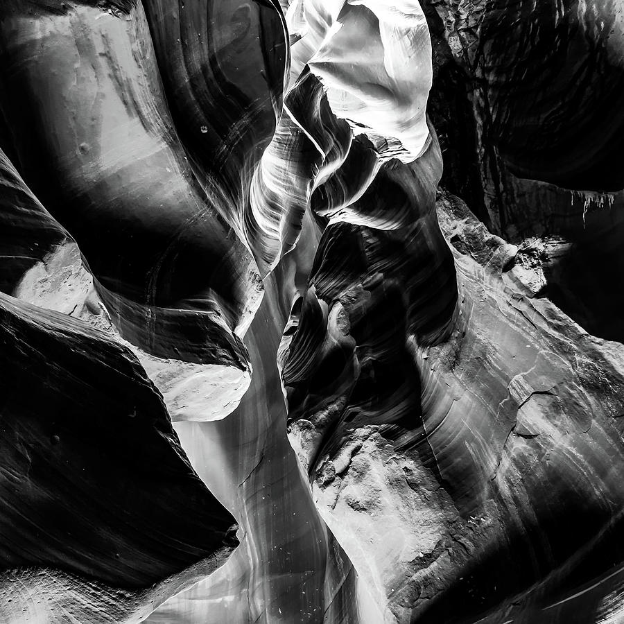 Monochrome Ascension - Antelope Canyon 1x1 Photograph by Gregory Ballos