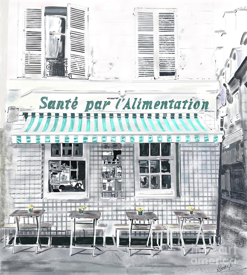 Monochrome Cafe Paris Painting