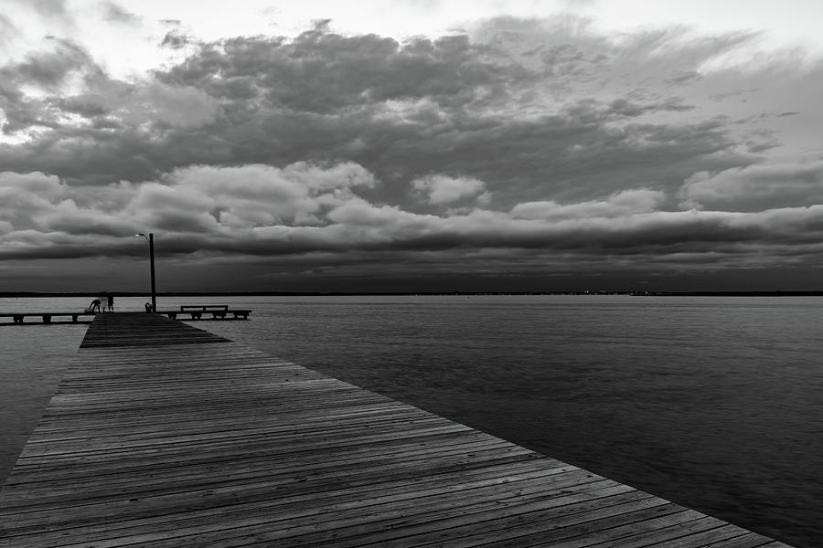 Monochrome dock at Sunset Photograph by Chad Dikun