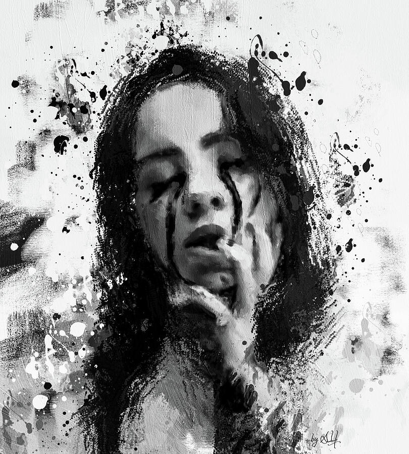 Monochrome Dreamlike Portrait Digital Art - Monochrome Dreamlike Portrait by Gradify Creations