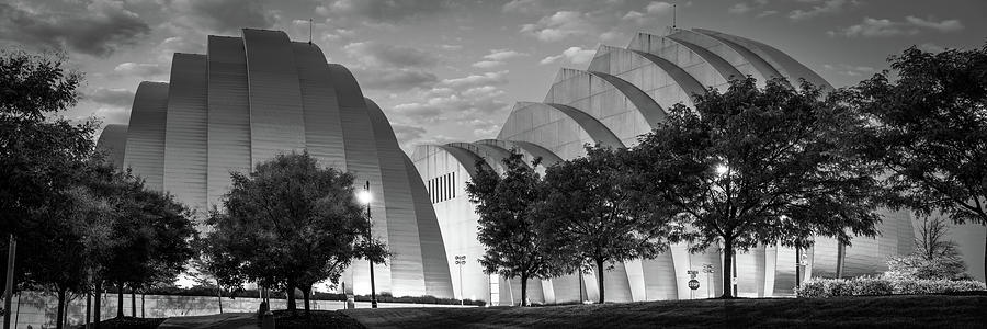 Monochrome Embrace - Kauffman Center Black and White Panorama Photograph by Gregory Ballos