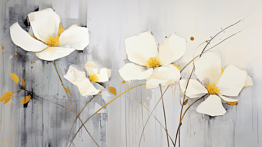 Monochrome Floral Artwork Painting by Lourry Legarde Monochrome Floral Artwork Painting by Lourry Legarde