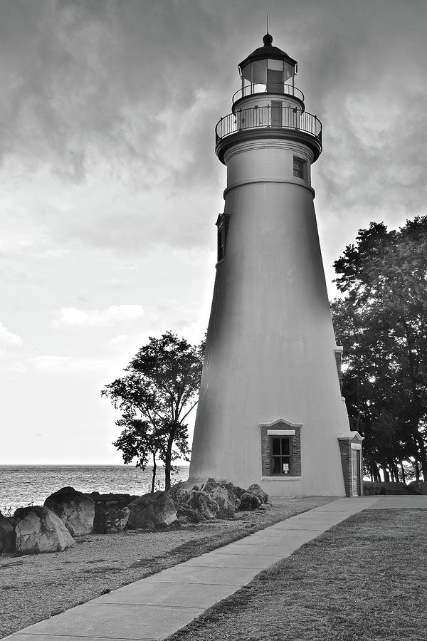 Monochrome Marblehead Lighthouse Photograph by Frozen in Time Fine Art Photography