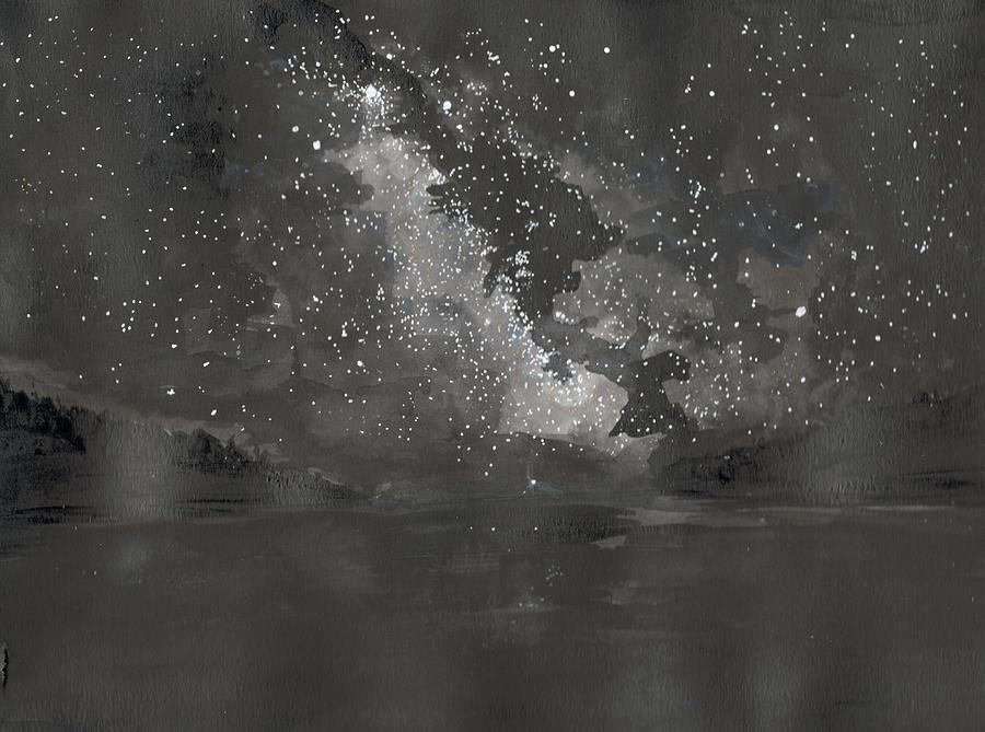 Monochrome Milky Way Painting by Eileen Backman