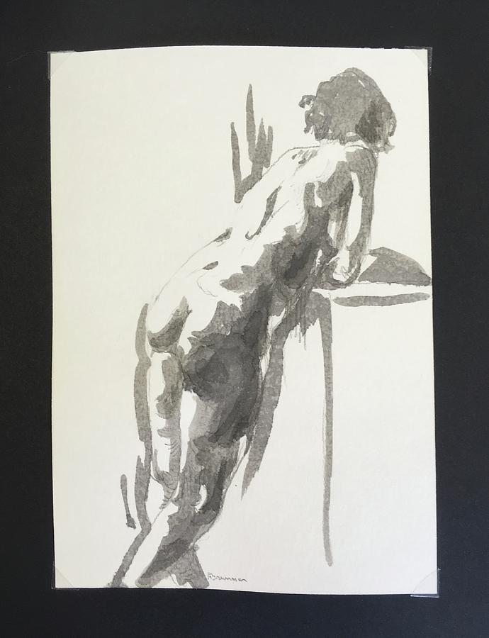 Nude Painting - Monochrome Model by Hermann Brunner