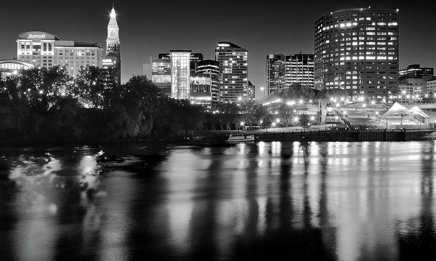 Monochrome Night In Hartford Connecticut Photograph