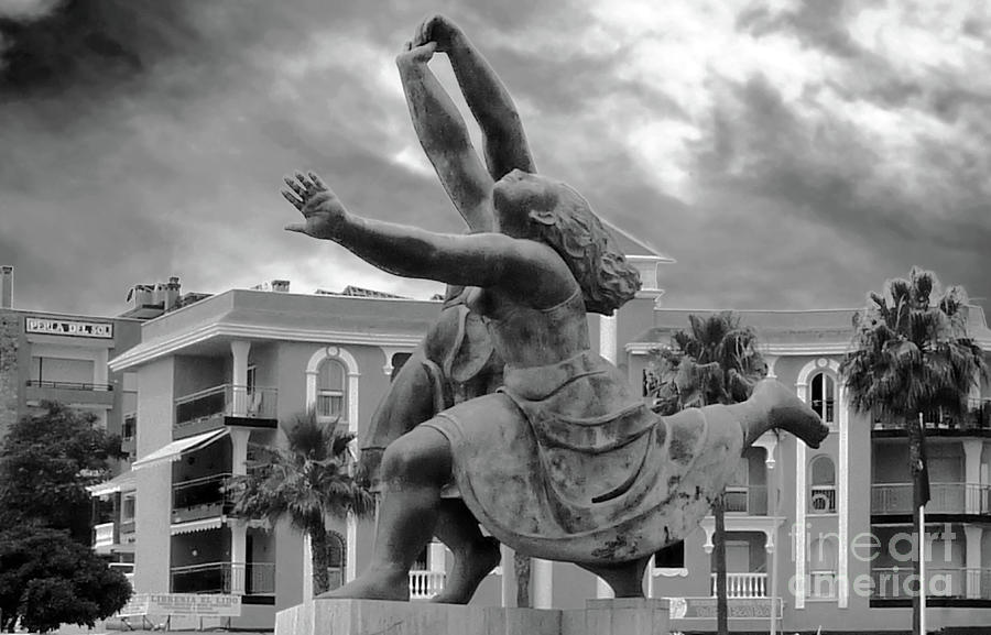 Monochrome of a statue in Torremolinos Costa del Sol Malaga Province Spain Statue Photograph by Pics By Tony