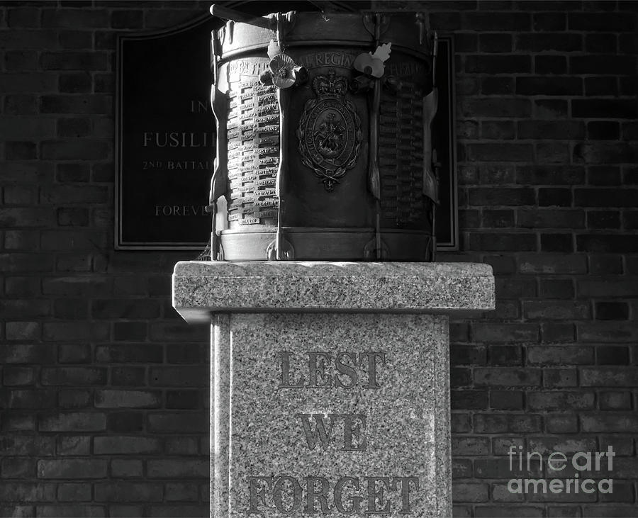 Monochrome of Lee Rigby memorial drum Photograph by Pics By Tony