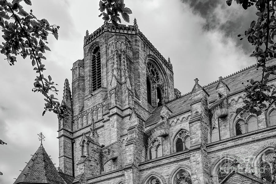 Monochrome of The Church of the Holy Name of Jesus on Oxford Road, Manchester, England. Photograph by Pics By Tony