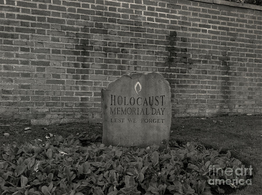 Monochrome painting of Holocaust headstone in Middleton Photograph by Pics By Tony