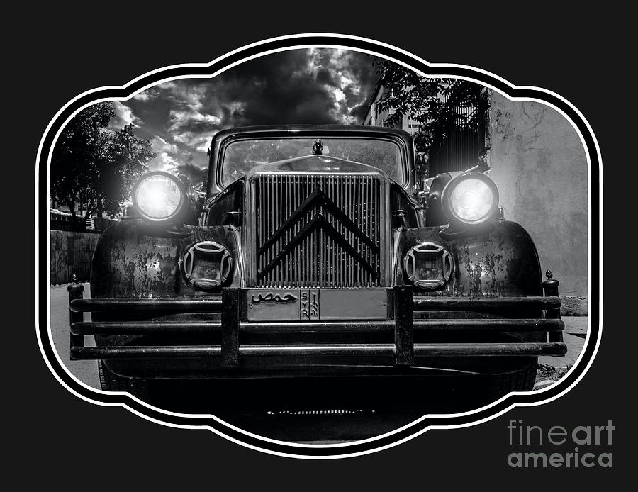 Black And White Photograph - Monochrome Photography of Classic Car by Mounir Khalfouf