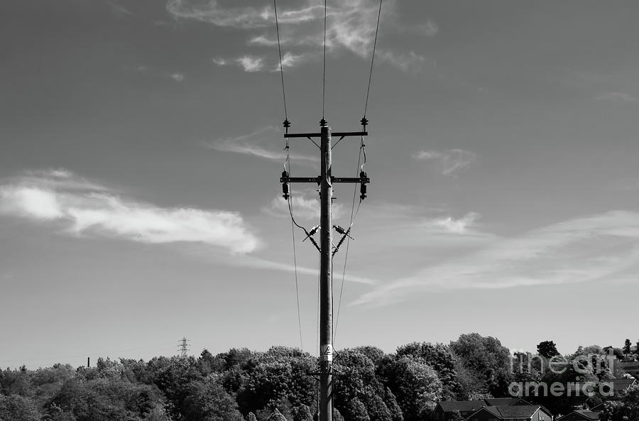 Monochrome power line pole Photograph by Pics By Tony