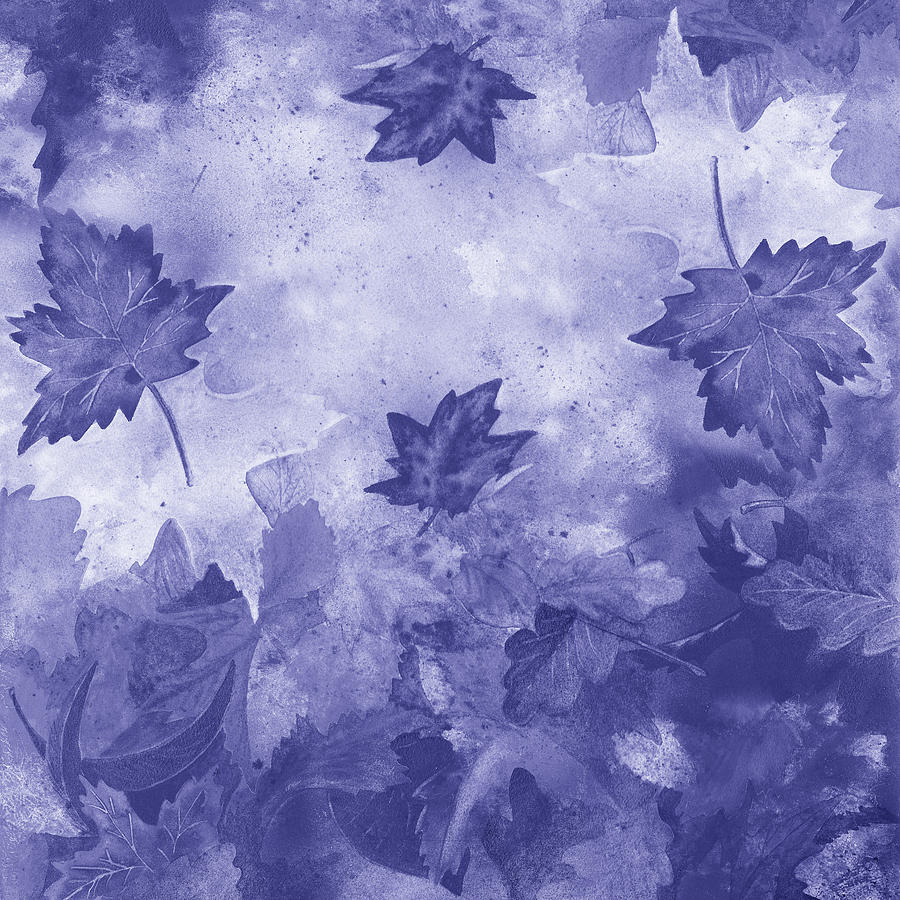 Monochrome Purple Blue Leaves Very Peri Modern Interior Design  Painting by Irina Sztukowski
