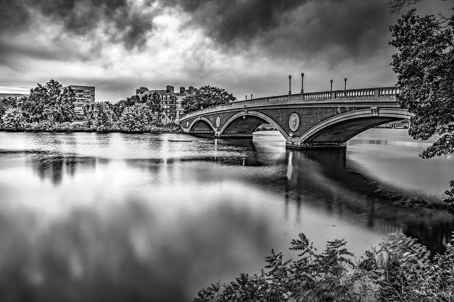 Monochrome Skies Over The Charles River Around The John Weeks Footbridge Photograph by Gregory Ballos