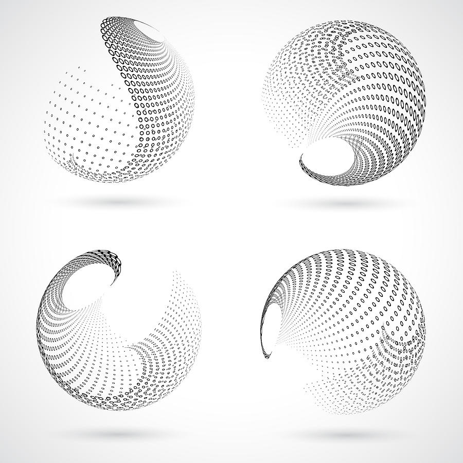 Monochrome Sphere,Half Tone Polka Dots Pattern Icon collection Drawing by Naqiewei