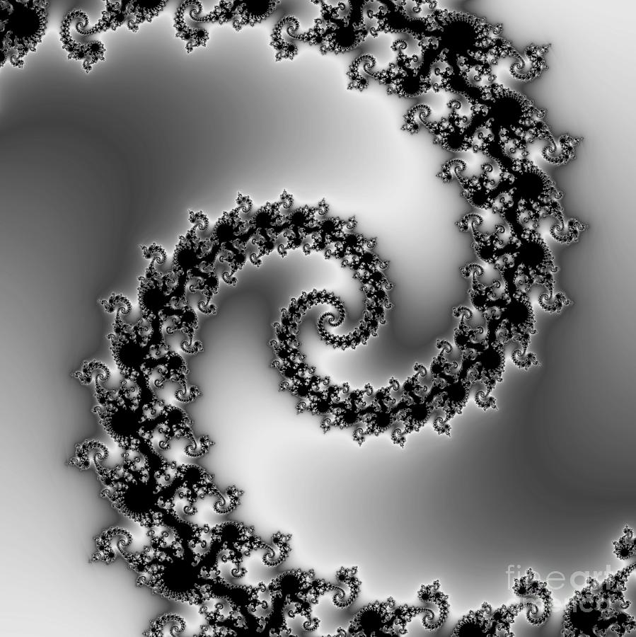 Monochrome Spiral Fractal Digital Art